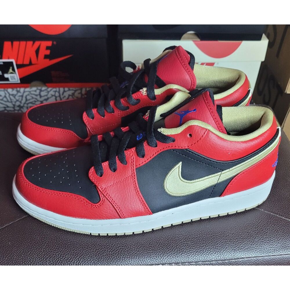 Nike Air Jordan 1 Retro Low Gym Red Gold 553558-613 Men's 9.5 New OG Box